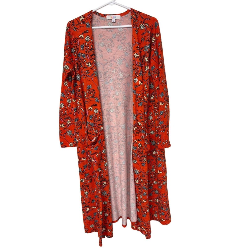 LulaRoe Women's Red Floral Cardigan  Size L‎